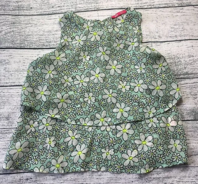 Girls 7-8 Years Blouse Tunic Top Sleeveless Floral Blue Green Primark S/N386