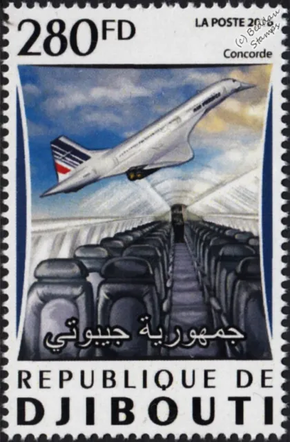 Air France CONCORDE Airliner & Cabin Aircraft Stamp (2016 Djibouti)