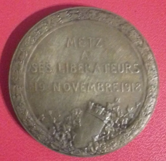 Médaille de table - METZ à ses libérateurs 19 novembre 1918 BOITE D ORIGINE 2