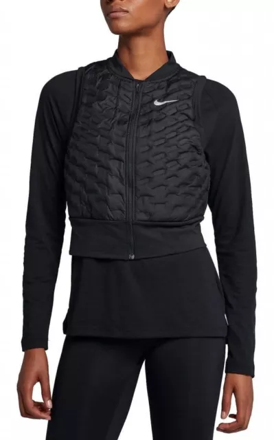 Nike Aeroloft Running Vest Gilet Size M (Aa3575 010) Black