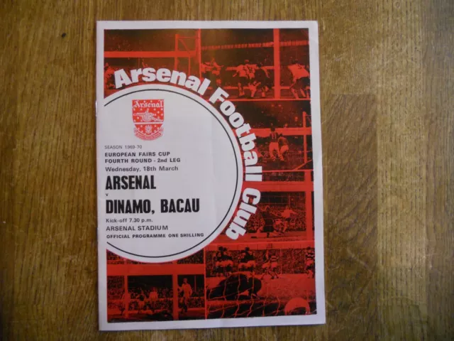 Arsenal v Dinamo Bacau, Fairs Cup 4th Rnd, 1969/70