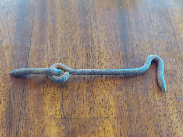 Iron Door Hook Latch Hand Forged Antique With Screw Barn Door Antiquity VTG