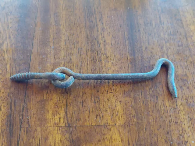 Iron Door Hook Latch Hand Forged Antique With Screw Barn Door Antiquity VTG