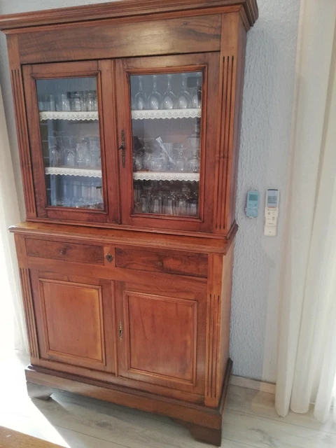 Vitrine Mural Antique – Buffet Vaisselier Pin Marron – Porte Verre – 30x17x51 Cm – Neuf