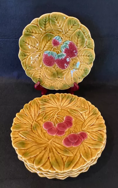 Set Of 6 Sarreguemines For PV France Majolica Fruit Salad Plates