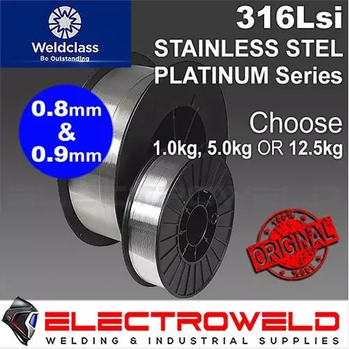 WELDCLASS Platinum 316Lsi 0.9mm Stainless Steel MIG Welding Wire 1kg 5kg 12.5kg