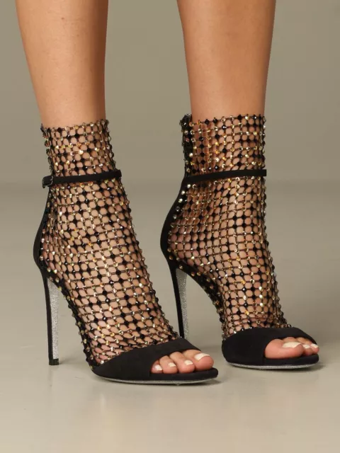 Rene Caovilla Galaxia sandal in suede and mesh with crystals Size 6 ( 36 )$1940