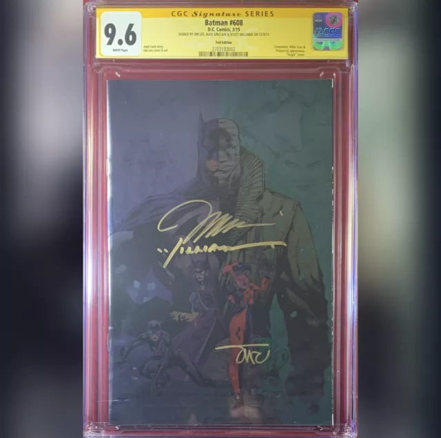 Batman #608 Foil Cgc 9.6 Ss Signed By Jim Lee Scott Williams Alex Sinclair