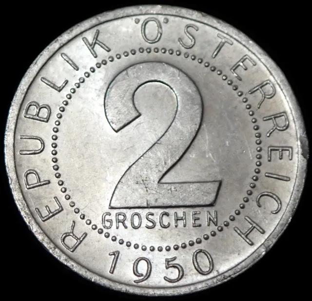 Austria 2 Groschen 1950 Aluminium Coin WCA 7095