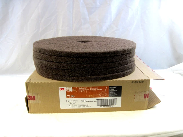 Five (5) New Old Stock 3M Model 7100 Brown Stripping Pads with Original Box