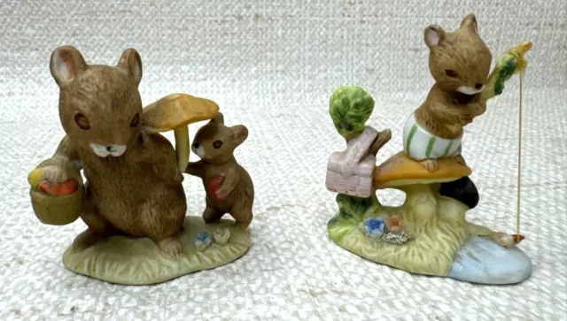 VINTAGE Enesco Mouse figurines 2.5" Anthropomorphic MICE 1975-76 Lot of 2