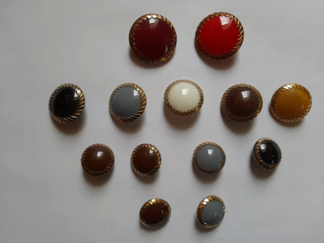 13 boutons en pâte de verre ancien Button haute couture mode french RARE