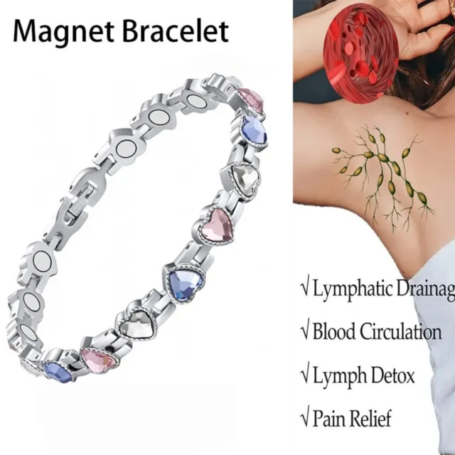 Adjustable Magnetic Bracelets Heart-shaped Rhinestones Health Bracelets  Women