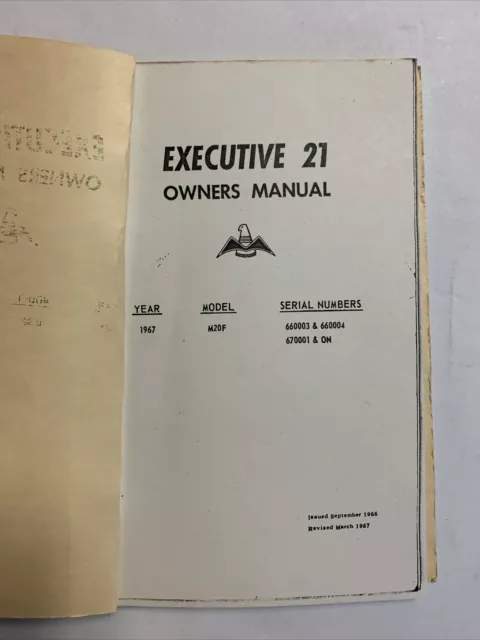 Mooney Executive 21 Owner's Manual 1967 M20F - Copy