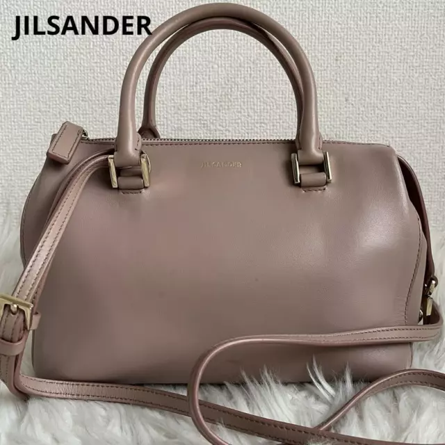 JIL SANDER Women's Bottom Studs 2Way Handbag / Shoulder Bag Pink Leather USED