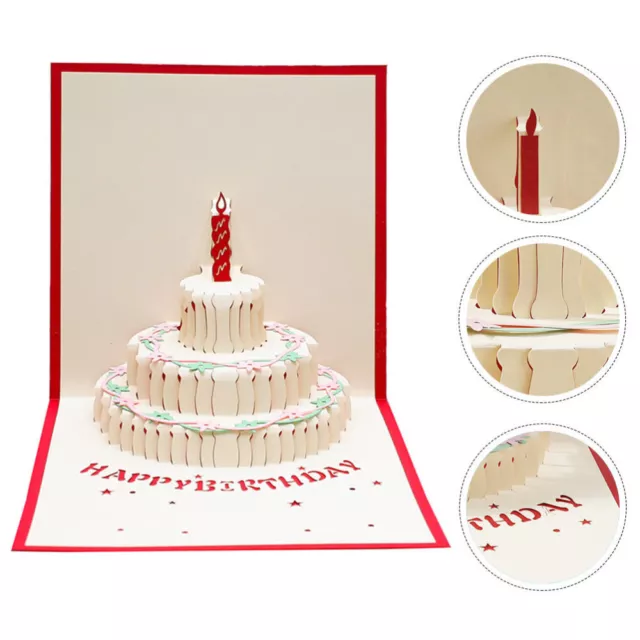 2 PCS Cartes De Vœux Pop-up 3d Gâteau D'anniversaire Voeux Birthday Card Évider