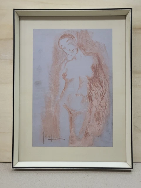 Quadro Nudo Femminile con Matita Sanguigna