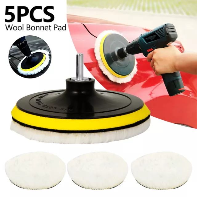 5PCS 150mm Polishing Bonnet Buffer Pads Soft 6'' White Wool Car Polisher  ♛