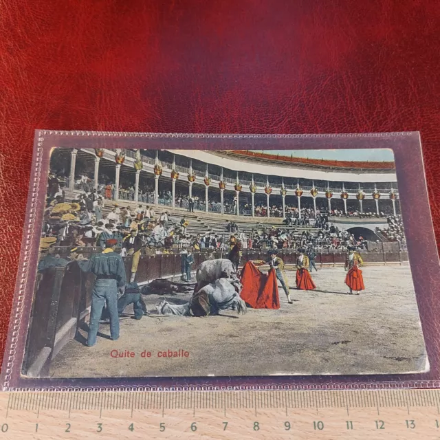 Vintage Postcard Quite de Caballo Spain Bull Fighting