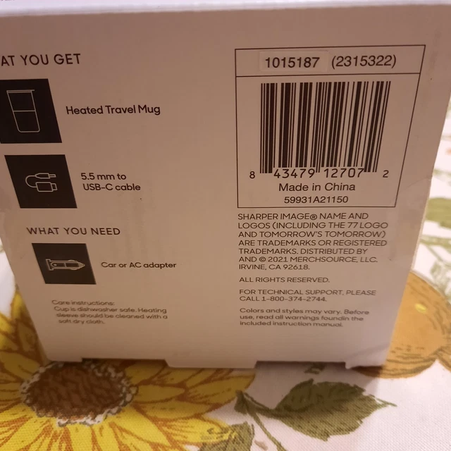 Heated Mug USB Powered Sharper Image Insulated Travel Coffee Hot Tea Tumbler 3