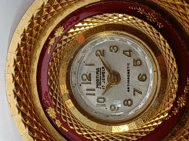 Montre Mortima Femme Vintage Pendentif émaillé - Mécanique Manuelle, Années 70 - Occasion