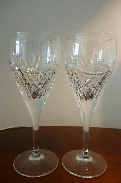 Pair of EDINBURGH CRYSTAL BEAULY CUT Wine glasses - Signed- Pristine Cond