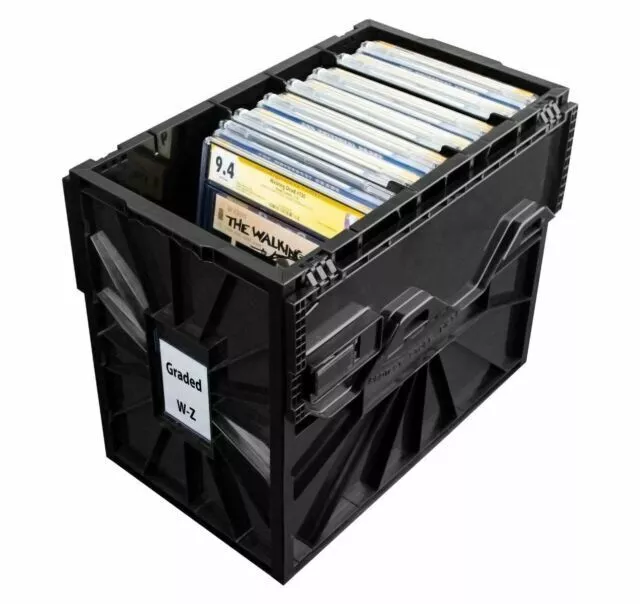BCW Short Plastic Black Heavy Duty Acid Free Stackable Comic Book Storage Bin...