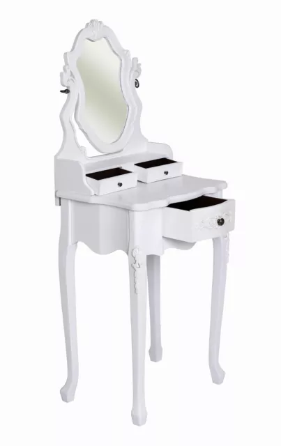 Specchiera Antico Tavolo-Toeletta Tavolo Consolle-Trucco Bianco Tavolo Consolle