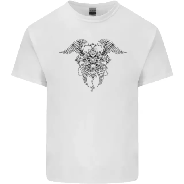 Cross Skull Wings Gothic Biker Heavy Metal Kids T-Shirt Childrens