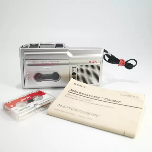Sony M-670V Microcassette-Corder Voice Recorder w/Clear Voice +Tape & Manual