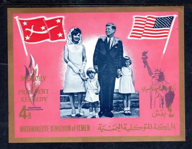 Yemen 1967 Jfk & Family Mint Vf Nh O.g S/S Imperf, (55Ye)