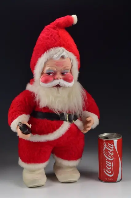 Vintage Ruston Company Coca Cola Santa Claus Plush White Boots Rubber Face 19"