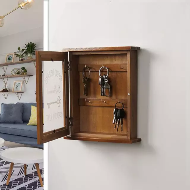 European  Wooden  Box Decorative Key Cabinet With 6 Hooks