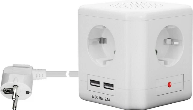 3 cubos de enchufe 4x con interruptor y 2 puertos USB; 4 cubos de enchufe