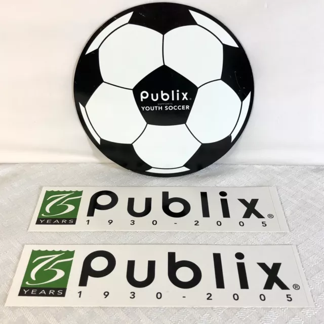 Vtg Rare Publix Supermarkets Soccer Magnet & (2) 75 Years Bumper Stickers Lot