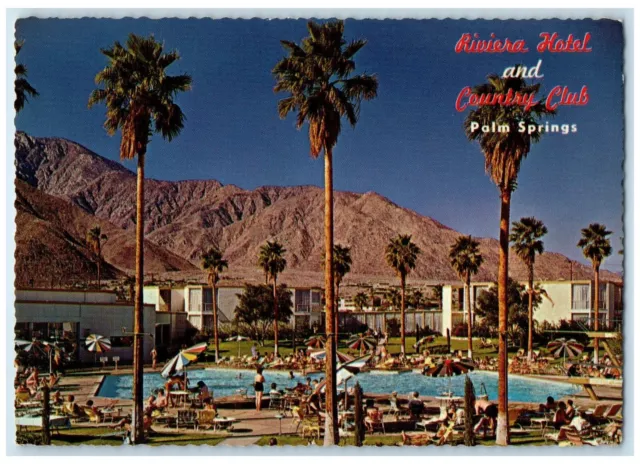 c1960 Riviera Hotel Country Club Swimming Pool Palm Springs California Postcard