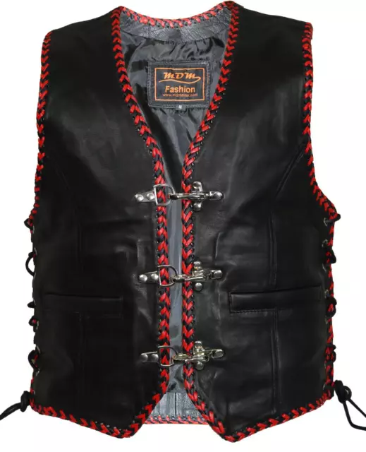 Chaleco de cuero para hombre chaleco de cuero chaleco de motociclista chaleco de rockero Chopper rojo club