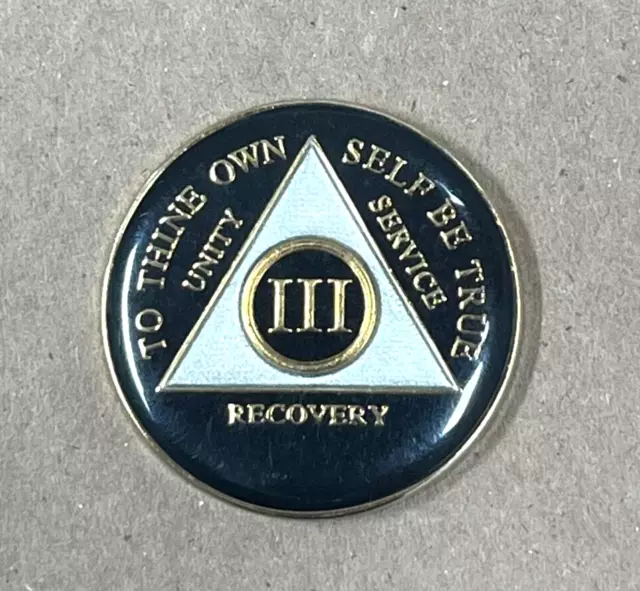 YEAR III / 3 Alcoholics Anonymous AA Enamel Sobriety Medallion Chip ...
