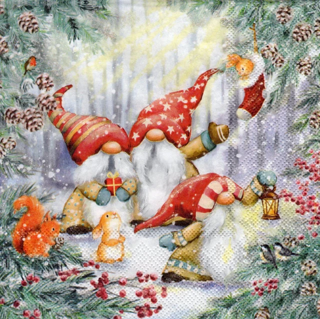 20 Servietten Weihnachten Mit Schneemänner & Tannenbäumen – 3-lagige Papierservietten 33x33 Cm Für Tischdeko & Serviettentechnik