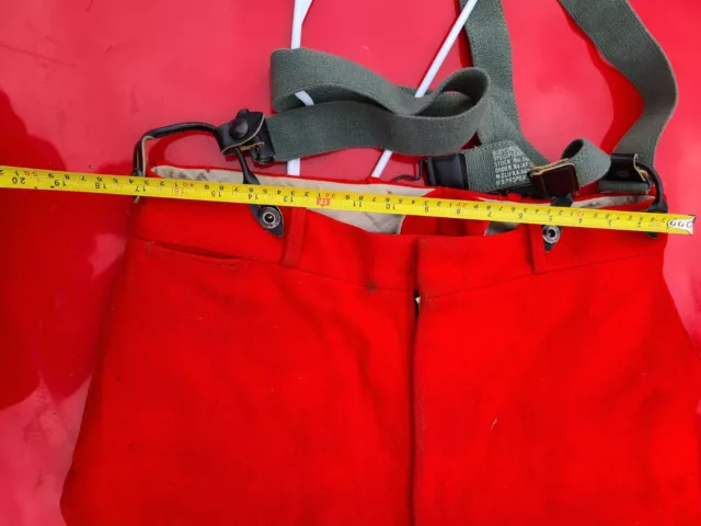 Vintage 1960s WOOLRICH Red Hunting Pants ~ Men's 34/28 With Spenders 3