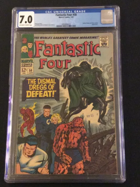 FANTASTIC FOUR #58 Comic CGC 7.0 DOCTOR DOOM Silver Surfer Marvel 1967 Stan Lee