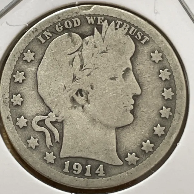 1914 (P) Barber Quarter 90% Silver Very Good VG