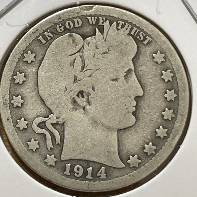 1914 (P) Barber Quarter 90% Silver Very Good VG