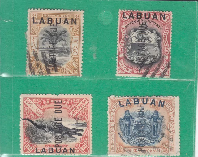 Labuan  1901  4 Stamps  Postage Due  Used O.p.t.d.