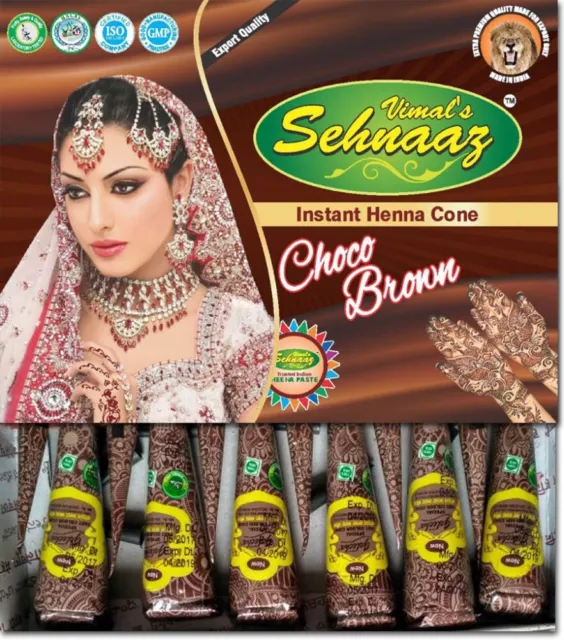 3x Golecha Natural Henna Tattoo Paste Kegel Cones (Choco Brown, Schokobraun) 75g 2