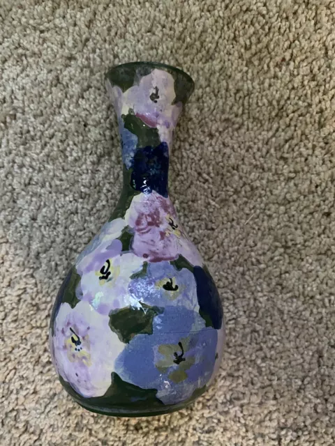 Bud Vase Majolica Hand Made Pottery 17cm Height