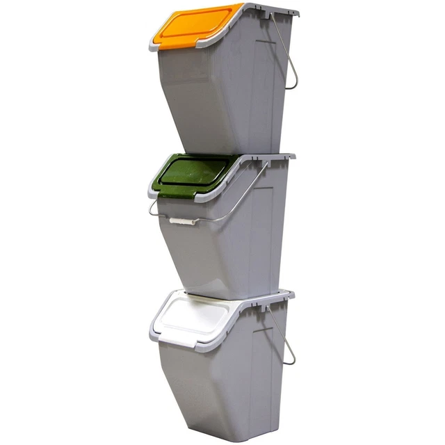 Pattumiera 3 Scomparti Avilia - 75L Per Raccolta Differenziata, Plastica, Colore Tortora - Foto 11