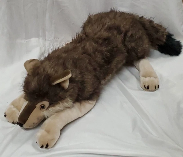 WILD REPUBLIC PLUSH Jumbo Laying Timber Wolf 40 IN Long Large Stuffed