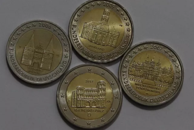 🧭 🇩🇪 Germany 2 Euro - 4 Commemorative Coins B56 #43