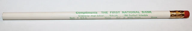 VINTAGE 1984 GREENBRIER HIGH SCHOOL BOBCATS FOOTBALL SCHEDULE TN PENCIL